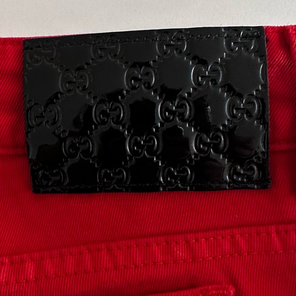 Gucci Logo GG Monogram Badge red Jeans - Picture 10 of 14
